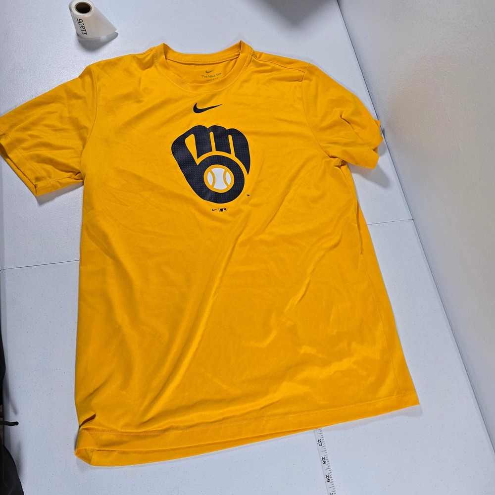 Nike Milwaukee Brewers MLB Dri-FIT Performance T-Shirt Gold Mens Large L
